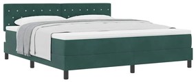 Cama Box Springs vidaXL com Colchão Verde Escuro Super King Veludo