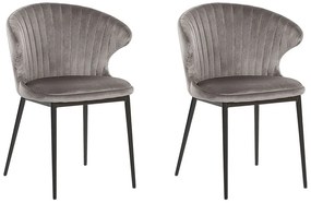 Conjunto de 2 cadeiras em veludo cinzento AUGUSTA Beliani