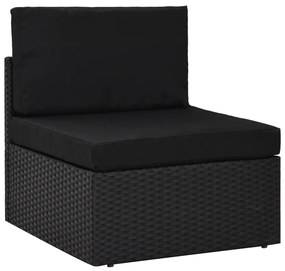 8 pcs conjunto lounge para jardim vime PE preto