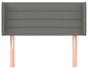 Cabeceira de cama c/ abas tecido 103x16x78/88cm cinzento-escuro