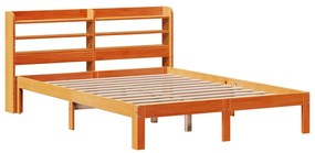 Cama sem colchão 140x190 cm pinho maciço castanho-mel