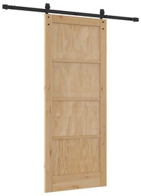 Porta Deslizante vidaXL com Conjunto de Hardware 83x202 cm Madeira Sól
