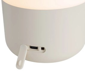 Candeeiro de mesa exterior bege com branco incluindo LED recarregável IP44 - Haard Moderno