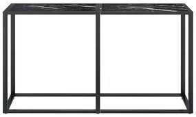 Mesa consola mármore preto 140x35x75,5 cm vidro temperado