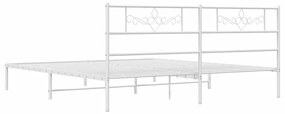 Estrutura de cama com cabeceira 193x203 cm metal branco