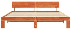 Estrado de Cama com Cabeceira Castanho 180x200 cm Madeira de Pinho