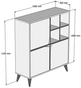 Armário Multiusos Pulse – Branco e Azul – 100x115x30 cm