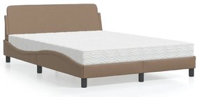 Cama com colchão 140x190 cm couro artificial cappuccino