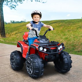 HOMCOM Quadriciclo Elétrico Infantil para Crianças de 3-6 Anos com Bateria 12V MP3 Rádio Luzes Carga Máxima 30kg 103,5x69,5x70cm Vermelho