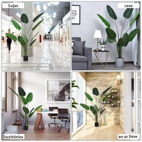 Planta artificial com grandes folhas de palmeira Árvore realista com pote 10 folhas Ф18x180cm para decoração de interiores e exteriores
