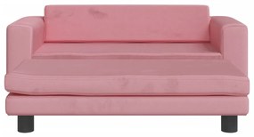 Sofá infantil com apoio de pés 100x50x30 cm veludo rosa