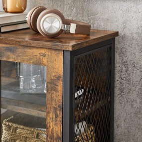 Aparador com portas de vidro 60 x 30 x 108 cm Castanho Vintage-preto