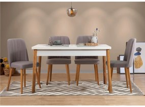 Conjunto de Mesa e Cadeiras Costa – Pinho Atlântico, Branco, Cinzento