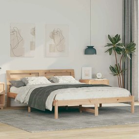 vidaXL Estrutura da Cama com luzes de tira LED com cabeceira Castanho 140 x 200 cm