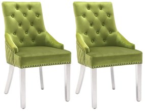 vidaXL Cadeiras de jantar 2 pcs veludo verde-claro