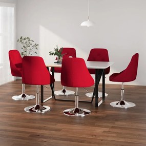 vidaXL Cadeiras de jantar giratórias 6 pcs tecido vermelho tinto