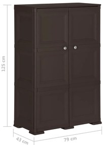 Armário de plástico 79x43x125 cm design de madeira castanho