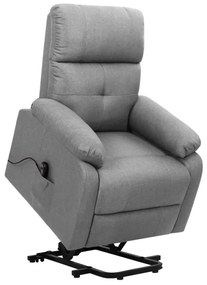 vidaXL Poltrona elevatória tecido cinzento-claro