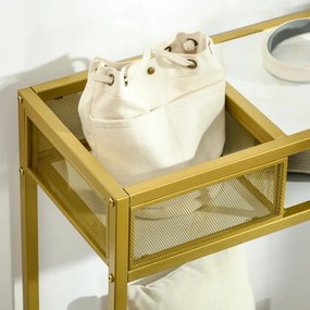 Consola de Entrada Mariana - Dourado e Branco - Design Moderno