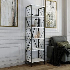 Estante Suadiye – Branco e Preto – 50x180x30 cm