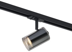 Foco moderno preto com vidro fumado para sistema de calha monofásico - Iconic Lloyd Moderno