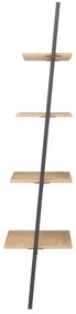 Unidade 4 prateleiras 64x34x150,5 cm castanho-claro e preto