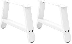 vidaXL Pés para mesa de centro em formato A, 2 peças, branco, 60x (30-31) cm, aço