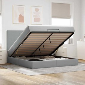 vidaXL Estrutura de cama otomana com colchão 180x200 cm cinzento claro