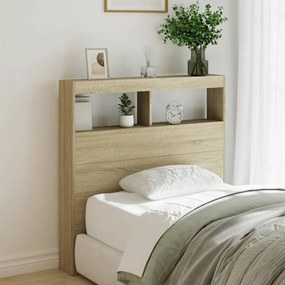vidaXL Armário de cabeceira c/ luzes LED 100x17x102 cm carvalho sonoma