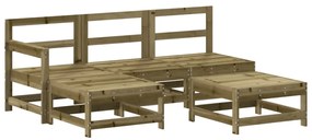 5 pcs conjunto lounge de jardim c/ almofadões pinho impregnado