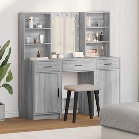 Conjunto de Mesa de Maquilhagem 3 Peças vidaXL Cinzento Sonoma em Made