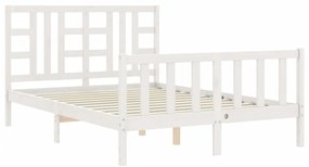 Cama sem colchão 140x200 cm madeira de pinho maciça branco