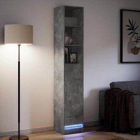 Aparador com luzes LED derivados de madeira cinzento cimento