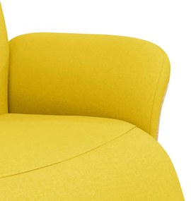 Cadeira reclinável com apoio de pés tecido amarelo-claro