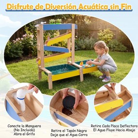 Mesa de Areia e Água para Crianças, 92 x 35 x 79,5 cm, Sistema Aquático Interativo, Multicolor