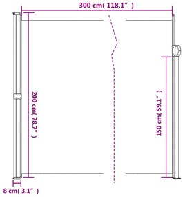 Toldo lateral retrátil 200x300 cm cinzento-acastanhado