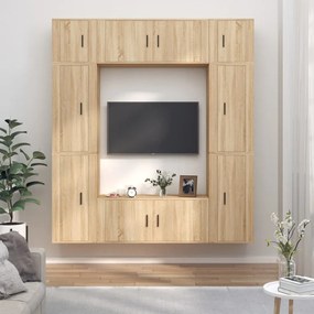 vidaXL Conjunto móveis de TV 8 pcs madeira processada carvalho sonoma