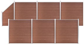 vidaXL Painel vedação WPC 6 quadrados+1 inclinado 1138x186cm castanho