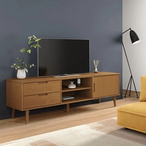 vidaXL Móvel de TV MOLDE 158x40x49 cm pinho maciço castanho