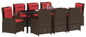 Conjunto de Jantar de Jardim de 9 Peças Castanho Rattan PE