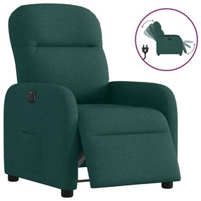 vidaXL Poltrona elétrica reclinável tecido verde-escuro