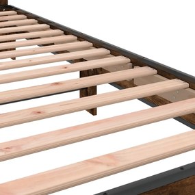 Estrutura de cama derivados de madeira e metal carvalho fumado