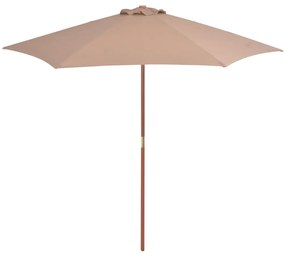 vidaXL Guarda-sol exterior c/ poste madeira 270 cm cinza-acastanhado