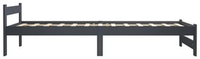 Estrutura de cama 90x200 cm madeira pinho maciço cinza-escuro