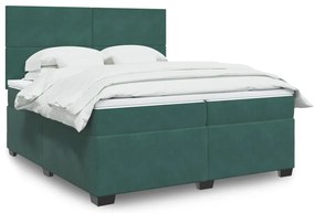 vidaXL Cama com molas/colchão 200x200 cm veludo verde-escuro