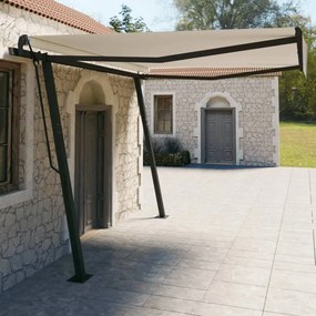 vidaXL Toldo retrátil manual com postes 4x3 m cor creme