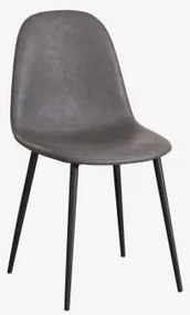 Glamm Estofada Cadeira De Jantar Preto & Couro Sintético Cinza Antracite & Couro Sintético - Sklum