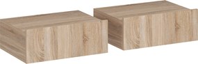 HOMCOM Conjunto de 2 Mesas de Cabeceira Flutuantes com 1 Gaveta para Quarto 40x30x15 cm Carvalho | Aosom Portugal