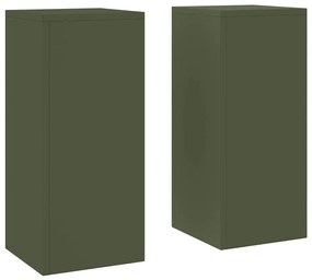 Suportes para Plantas Pilar 2 pcs Verde-Azeitona 24x24x55 cm Aço