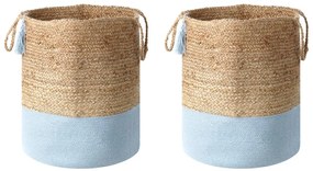 Conjunto de 2 cestos em juta branca e azul GAJAR Beliani